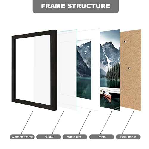 Hongkee 7x10 Frame with Real Glass - Display 5.5 x 8.5 Diploma Frame with Mat or 7 x 10 without Mat, Photo Frame for Wall or Table Top Display(Black, 3 Pack) - color: Black, size: 7x10 in