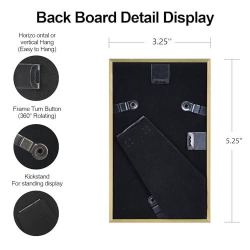 BKABOT 3x5 Brass Aluminum Photo frames 3 Pack HD Glass Mat 2x3 Wall Table - color: Brass, size: 3x5