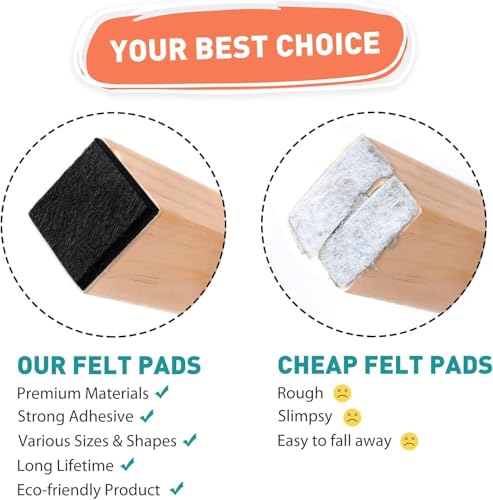 Felt Furniture Pads Self Adhesive 5 Pieces Black Furniture Strip 12 x 8 inch A4, 4 mm Felt Sheets for Crafts Furniture Chairs Floor Protectors DIY