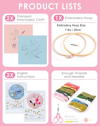 TINDTOP Embroidery Kit for Adult, Flower Embroidery Kit for Beginners - color: Flower