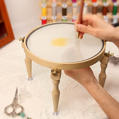 4 Pack Portable Wooden Embroidery Hoop Stand with Velvet Bag, Adjustable Desktop Stitching Hoop Holder for Cross Stitch, Needlework, Embroidery Sewing Projects