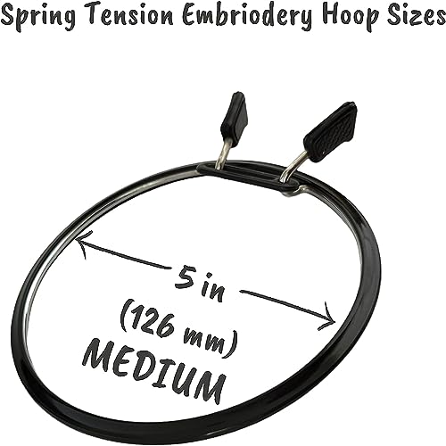 Nurge Premium Quality, Metal Spring Tension Embroidery Hoops, Cross Stich Hoop, Darning Hoops, Embroidery Tension Shed (Black, Siz Mix) - color: Black, size: Mix Sizes