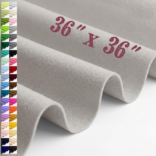 Large Felt Fabric Sheet 36 x 36 Inch, 1.6mm Thick (Light Grey) - color: Light Grey