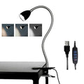 LALISU Desk lamp Eye-Caring Table Lamps, 360°Rotation LED Desk Clip Lamp - color: Black with Dimmer