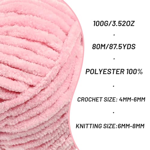 Chenille Yarn for Crocheting Size 5 Bulky Yarn 3 Peach Pink - color: 3 Peach Pink