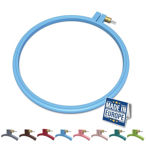 Maker Susan Plastic Embroidery Hoop, Hello Series Cross Stitch Hoops for Beginners, Punch Needle Hoop, Embroidery Frames for Sewing, Needlework, Embroidery Projects (Blue, Medium 7.5" (19 cm)) - style: Blue
