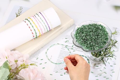3000PC Green Glass Bugle Beads 6MM Green Tube Beads - color: green