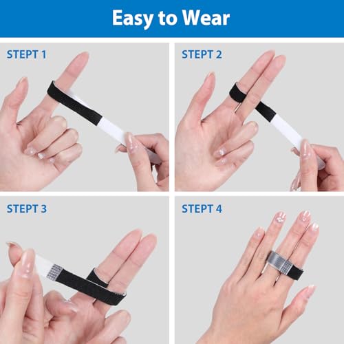 Finger Buddy Straps, 12PCS Finger Buddy Tape Straps Loops, Black - color: Black
