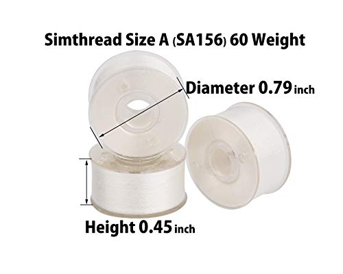 Simthread 25pcs Size A SA156 60WT Prewound Bobbin Thread - White - color: 25White