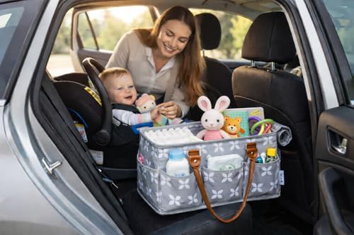 Moteph Extra Large Diaper Caddy, Craft, Toy Organizer with Zip-Top Cover with Waterproof Wet/Dry Bag - Perfect for Baby Shower - style: Without Changing Mat