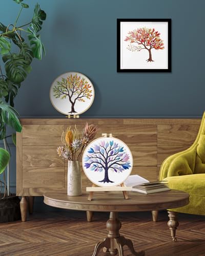 TINDTOP Embroidery Kit for Adult, 3 Pack Embroidery DIY Starter Kit - color: Color Tree