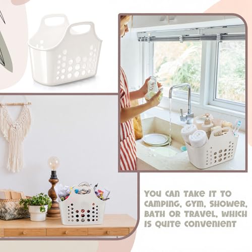 Nuogo 20 Pack Plastic Baskets with Handles Portable Caddy, White - color: White