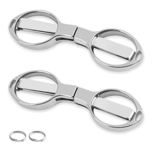 2PCS Folding Scissors, Portable Travel Scissor, Gift for Men Glasses Shaped Mini Shear Telescopic Cutter, Anti Rust Stainless Steel Scissors for Fishing Sewing Home Office-Silvery - color: Silvery