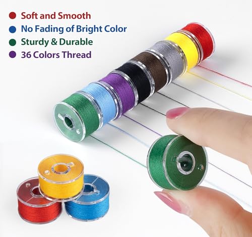 210 Pcs Prewound Bobbin Thread Set – 36 Colors Size A Bobbins - color: 36 Colors (210PCS)