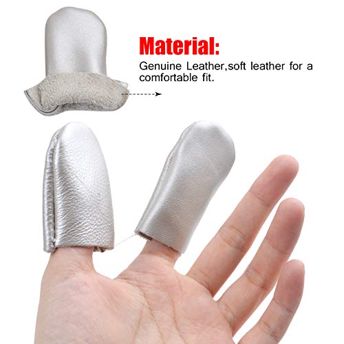 10pcs(5 Pairs) Cowhide Felting Finger Protector Thimble Leather Gloves Finger Guard Finger Cots,Random Color