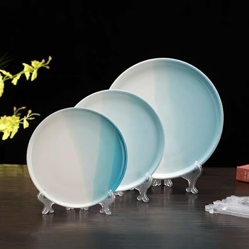 LonlyEagle 6 Pack 10 Inch Clear Plastic Easels or Stand/Plate Holders to Display Pictures or Other Items at Weddings, Plate Stands for Home Decoration, Birthdays, Tables - size: 10 inch