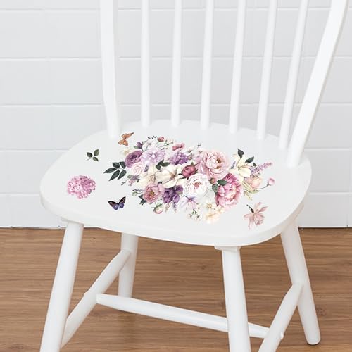 Joeyan Floral Rub On Transfers for Furniture and Crafts,12''x18'' - style: Dreamy Peonies