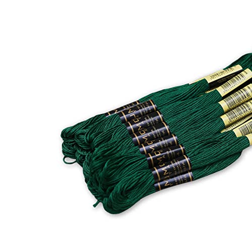 Pack of 12 Premium Embroidery Thread | 100% Egyptian Cotton Premium Skeins | Cross Stitch Embroidery Floss | Oeko TEX Certified Stranded Cotton | Ideal for Arts & Crafts (Emerald Green 923) - color: Emerald Green 923