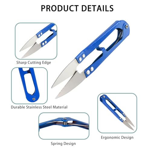 18 Pack Thread Snips for Sewing, U-Shaped Yarn Scissors with Spring-Action - color: Red,blue,black-18 Pack