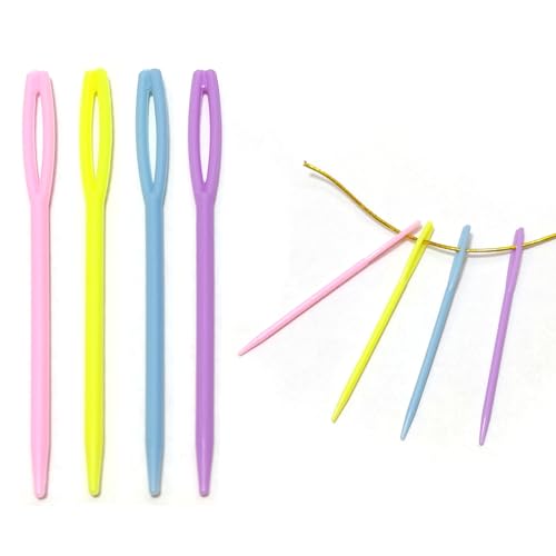 52Pcs 2.7 "Large Eye Plastic Sewing Needles,Learning Needles,Yarn Needles Darning Needle Tapestry Needles,Safety Plastic Lacing Needles for DIY Sewing Handmade Crafts,4 Colors