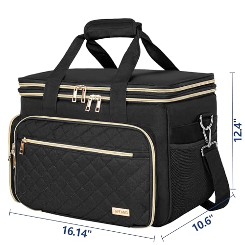 FREEAMG Knitting Bag, Crochet Bag Organizer, Yarn Storage Bag with Divider - color: Black