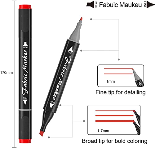 Shuttle Art Fabric Markers, 40 Colors Dual Tip Fabric Marker Pens Permanent No Bleed Pens for T-Shirts Sneakers, Non-Toxic & Child Safe Permanent Shirt Pens for Adult Painting Writing - color: 40 Colors
