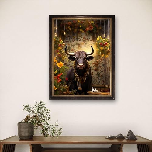 Leczany Cross Stitch Stamped Kit for Beginner - Cows and Flowers | DIY Embroidery Starter Patterns Craft Kit Needlepoint for Adults | 11CT, 3 Strands | 13x16.9 inches - color: 11CT Stamped kits,Cows and Flowers 13x16.9 inches