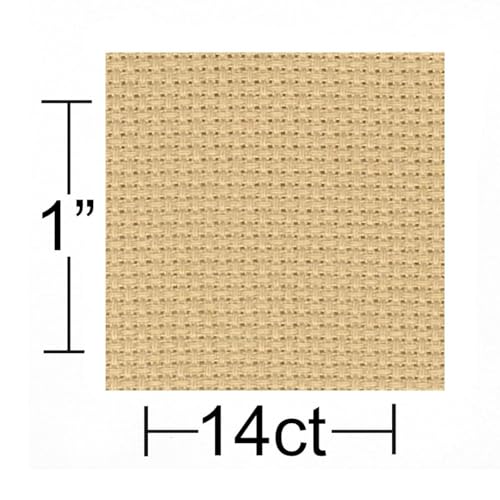 Essentials By Leisure Arts Aida Cloth, 14 Count, Wheat, Cross Stitch Fabric, Embroidery Fabric, Cross Stitch Supplies for Crafting, Stitching, and Sewing Projects 15X18 - color: Wheat