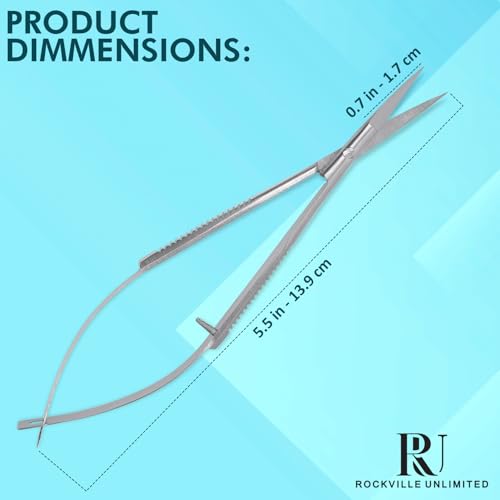 Micro Scissor 5.5" Straight Tip Embroidery Scissor Premium Stainless Steel Applique for Sewing Art & Craft Grooming for Eyebrow Eyelash and Spring Action Extra Sharp Squeeze Scissors.