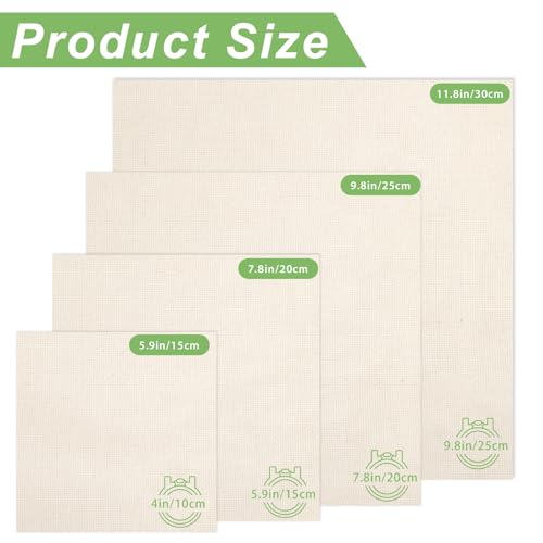 16 PCS Punch Needle Fabric Tufting Cloth 4 Different Sizes 5.9 to 11.8inch - size: 5.9 to 11.8 inch
