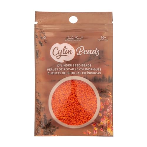 John Bead 25g Cylin Beads Opaque Orange Matte 11/0 Glass Cylindrical Seed Beads for Jewelry Bracelets Necklaces Earrings Making Embroidery - color: Opaque Orange Matte