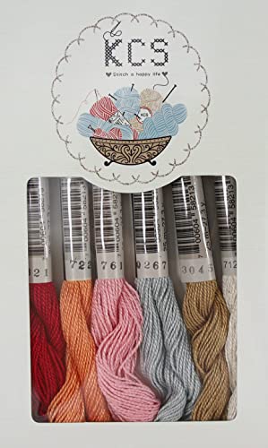 KCS 162 Yards(150 Meters) Mercerized Pearl Cotton Crochet Needlepoint Thread,Size 5,6 skeins,Mixed Color 14 - color: 6color14, size: 6 skeins