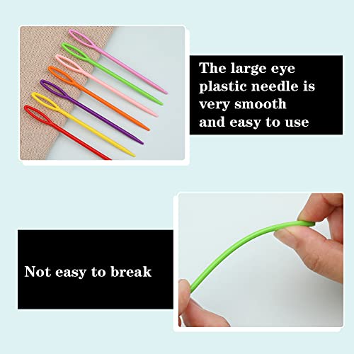 LUNARM 50PCS Plastic Needles for Yarn Large Eye Sewing Needles - size: 3.54 inches