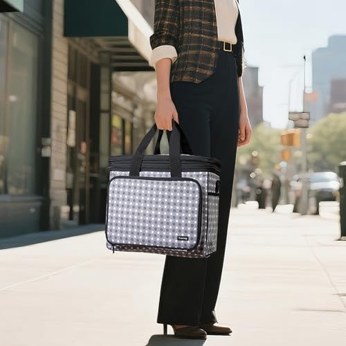 Teamoy Crochet Bag Knitting Bag Yarn Storage Tote, Yarn Organizer, Gray Dot - color: Gray Dots