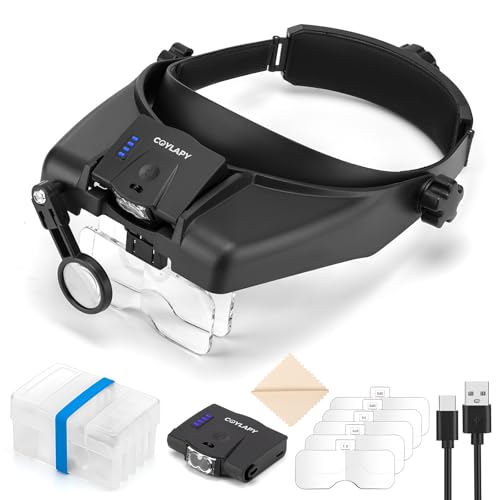 COYLAPY 1X-14X Magnifying Glasses for Close Work, with 2 Lights - color: Black