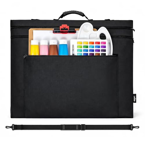 JJRING 18x24 Art Portfolio Tote Bag With Shoulder Strap, Black - size: 18''*24''