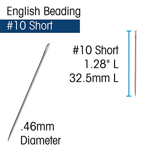 John James Short Beading Needles, Size 10, Pack of 25 - size: #10 Short - 25 Needles