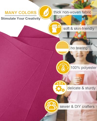 Fuchsia Felt Fabric 72" x 36", Large Stiff Craft Felt Sheet by The Yard - color: Fuchsia, size: 72" X 36" (1 Yard)