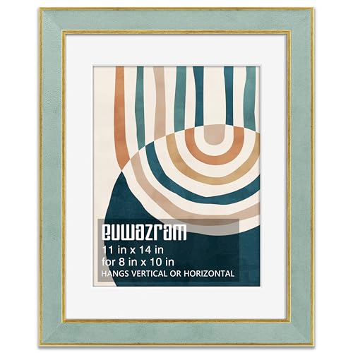 Suede 11x14 Frame - Single Frame, Christmas Elegant Mint 11 x 14 Poster Frame with Mat for 8x10, 11x14 Picture Frames for Artwork, Puzzles, Photos and Movie Posters - color: Mint, size: 11" x 14" / 8" x 10" mat