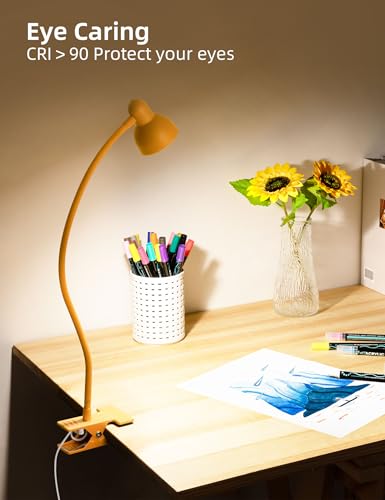 LiFMIRA Desk Lamp Clip on Lamp for Bed, LED Reading Light for Bed Yellow - color: Yellow