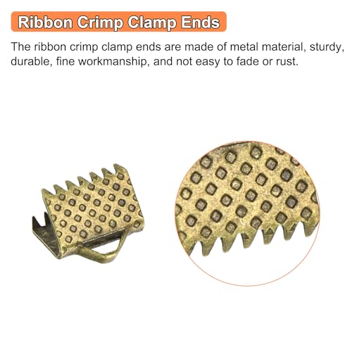 uxcell 280Pcs Ribbon Crimp Clamp Ends, 8mm Bookmark Pinch Crimp Ends, Cord Ends Fasteners Clasp Crimp Ends for DIY Bracelet Necklace Jewelry Making, Bronze Tone - color: Bronze Tone, size: 8mm