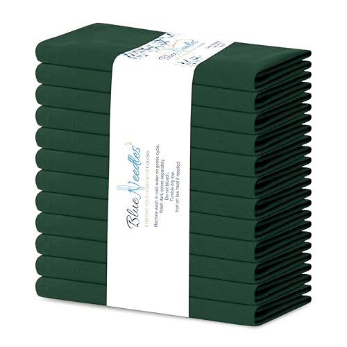 Blue Needles Solid Cloth Napkins 100% Cotton Set of 12-18 x 18 Inches - color: Forest Green, size: 18" x 18" (Set of 12)