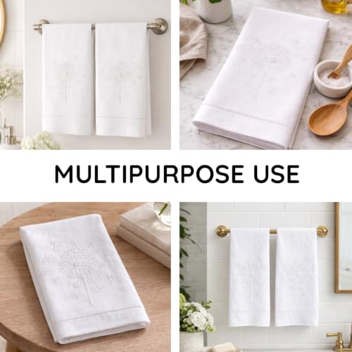Bathroom Hand Towels Set of 2, White Dandelion - color: White Dandelion