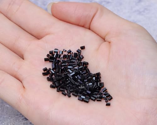 Glass Bugle Tube Mini Seed Beads 1400Pcs/30g 2 * 3mm Small Craft Loose Spacer Beads for DIY Bracelets Necklace Earring Jewelry Making (Black) - color: Black