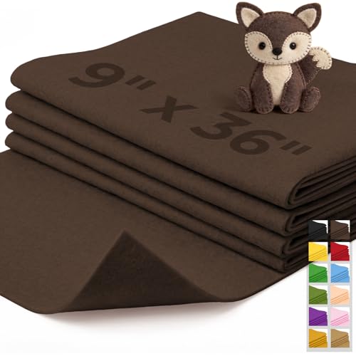 IONTACH 9" X 36" Soft Felt Sheets 1.6mm Thick (4 Packs, Brown) - color: Brown