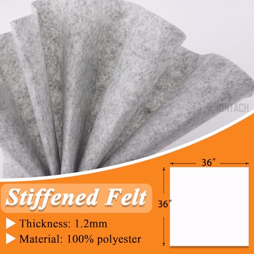 IONTACH 36" X 36" Grey Stiff Felt Fabric 1.2mm Thick - color: Grey, size: Stiff - 36" X 36"