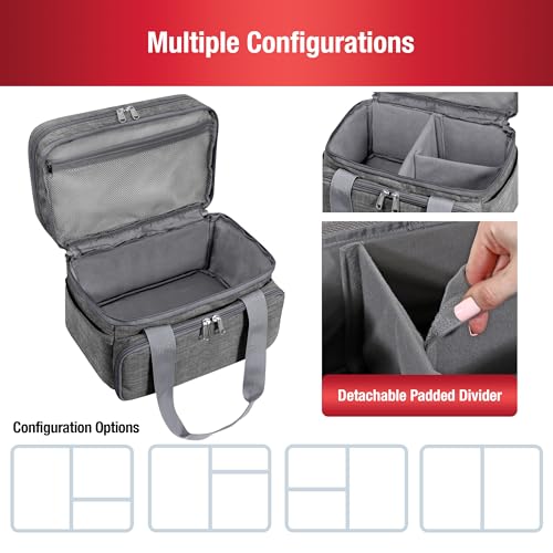 SINGER Sewing Accessories Organizer (Bag Only) – Double Layer Portable Sewing Storage Bag | 2 Detachable Pouches and 18 Compartments, Large Sewing Supplies & Crafting Carry-all (Gray) - color: Gray