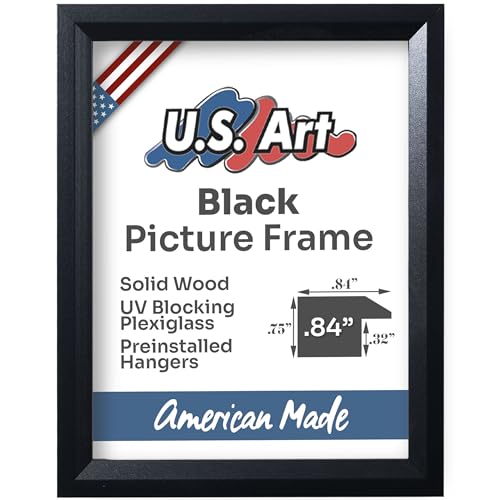 Black 12x17 Picture Frame Beveled .84" Inch Wide - Black Wall Decor Handmade Solid Wood Frames with Preinstalled Hangers and UV Blocking Plexiglass 17x12 Frame - color: Black, size: 12x17