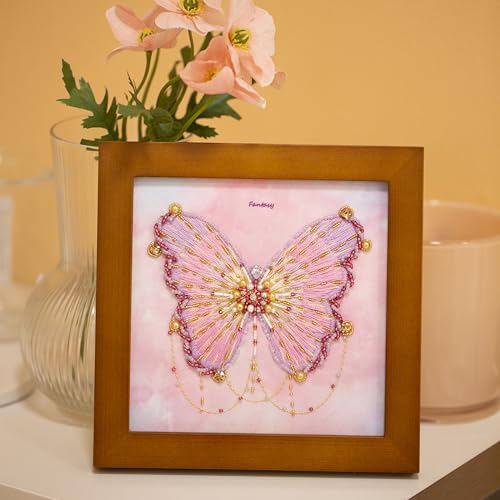 Craftreasure Butterfly Embroidery Kit, Purple-Intermediate - color: Romantic Purple-Intermediate