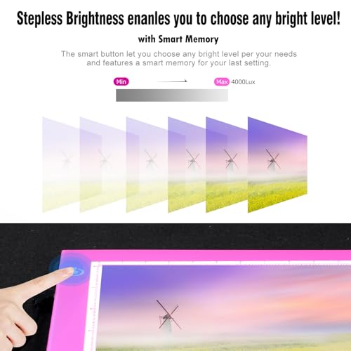 LitEnergy Portable A4 LED Copy Board Light Tracing Box, Pink Ultra-Thin Adjustable USB Power Artcraft LED Trace Light Pad for Tattoo Drawing, Streaming, Sketching, Animation, Stenciling - color: PINK, size: 8.3 x 11.7 inches